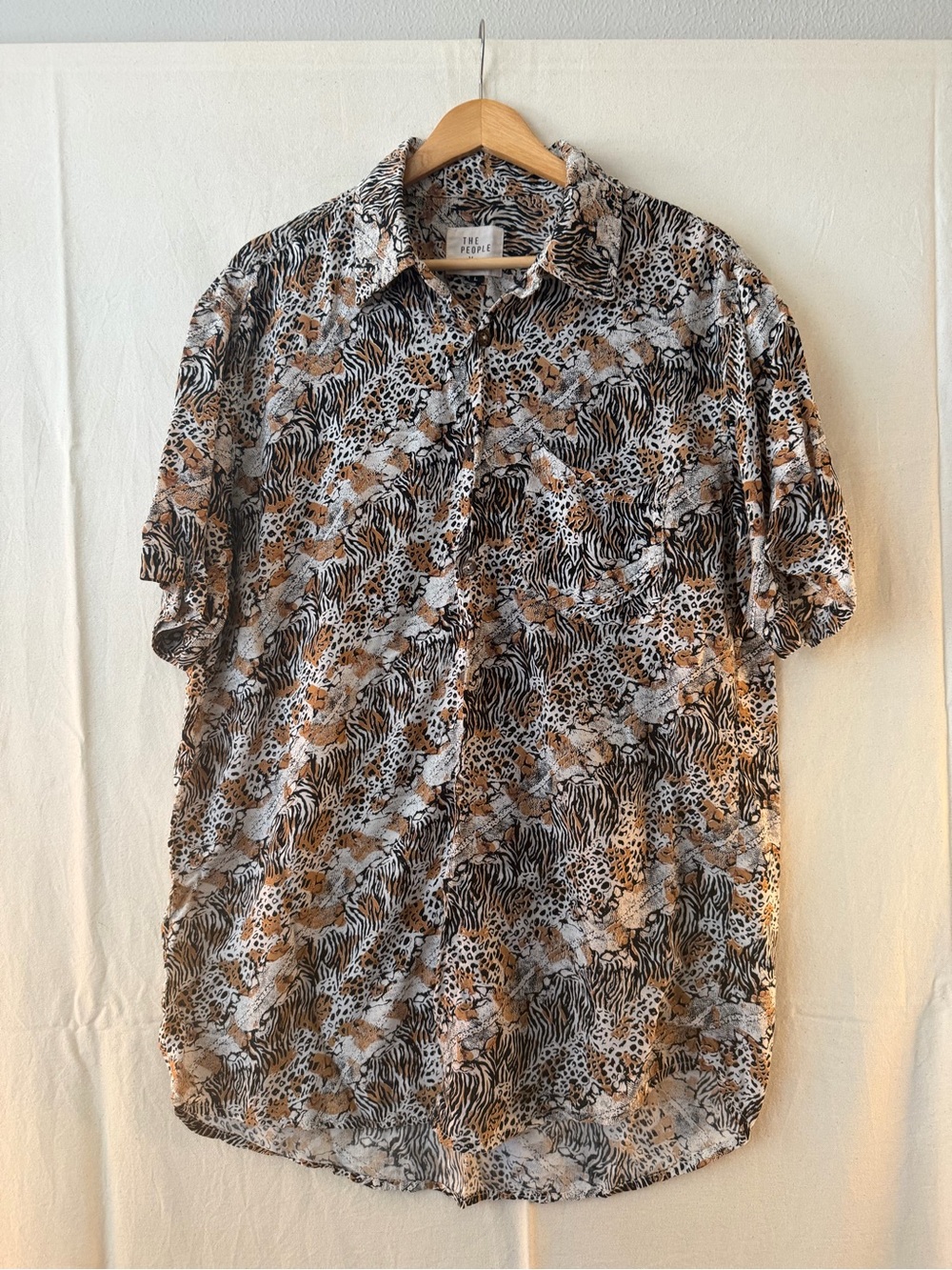The People Vs. Short Sleeve Animal Print Button-Down - Brown Black White